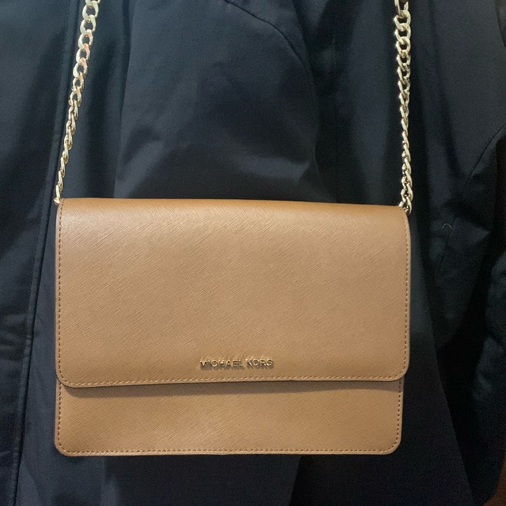 MK Michael Kors Camel Brown Luggage Crossbody Bag